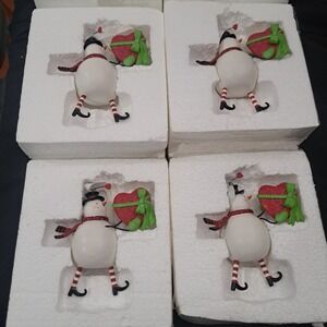 Lot of 4 DEMDACO Snowman Heart Ornaments 16225 Christmas Holiday NOS